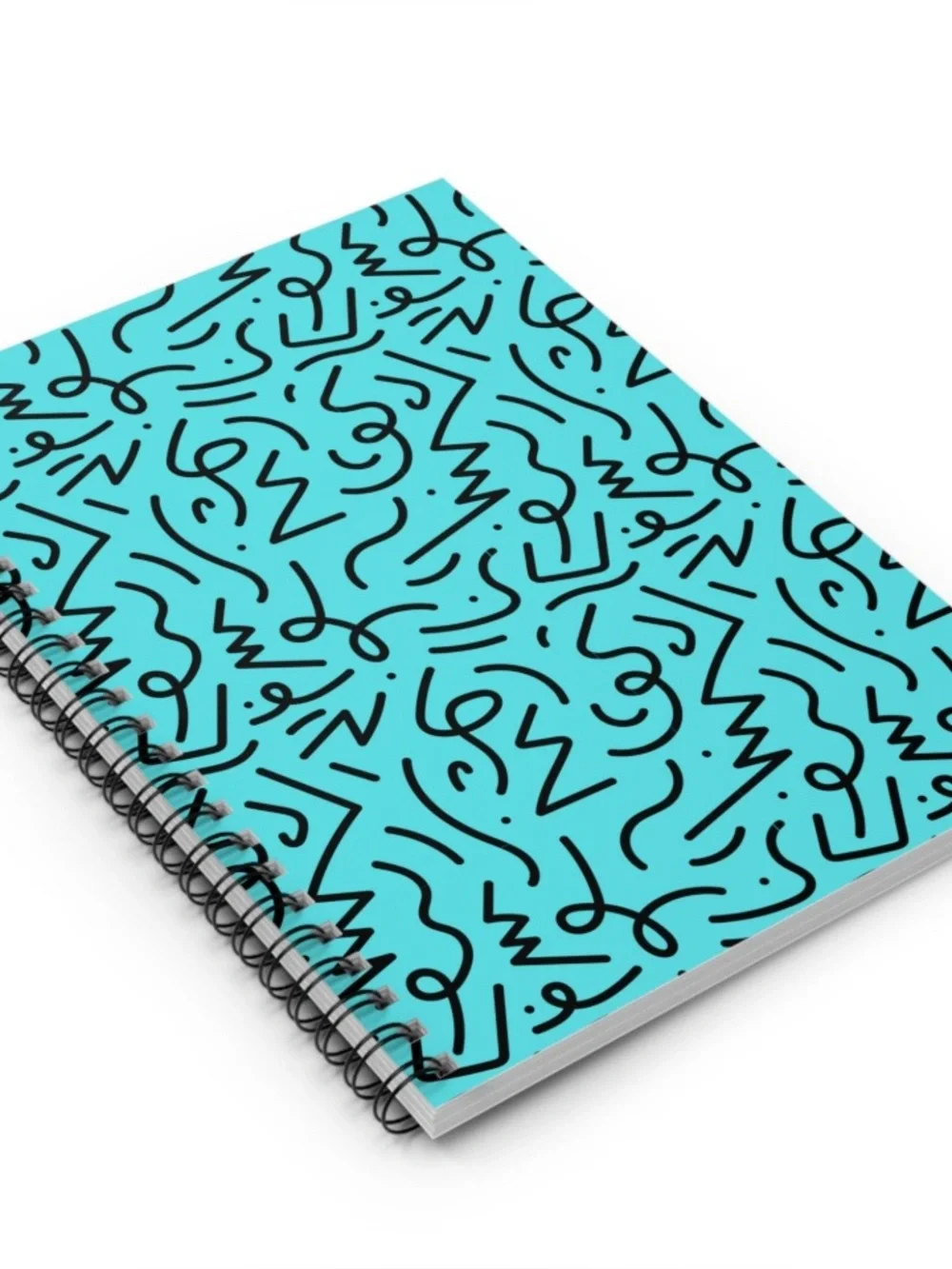 BRAND NEW: Abstract Squiggle Notebook in Teal & Black | Spiral Ruled Journal
